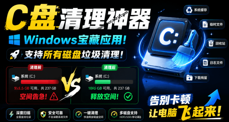 Wise Disk Cleaner｜Win系统磁盘有救了！C盘垃圾清理神器，支持一键清理，小白也能轻松使用，绿色版本