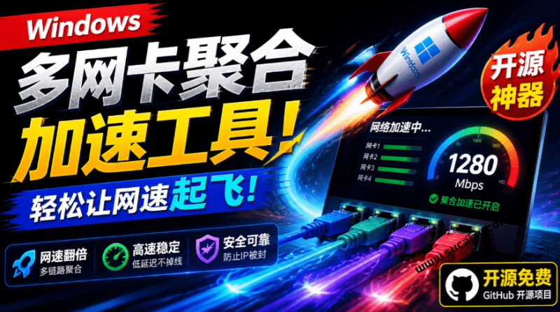 HypoMux｜Github开源黑科技！多网卡网速聚合加速工具，一键让你的电脑网速起飞，这感觉也太爽了
