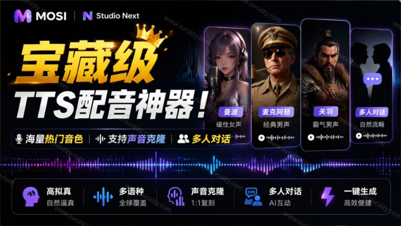 热门AI配音工具免费用！内置曼波、短剧精选音色等，支持声音克隆，限时活动每日可白嫖200分钟 Mossland