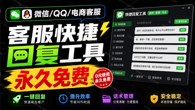 微信/QQ/电商客服快捷回复工具，支持多平台话术库与一键发送，永久免费，使用简单！易歪歪