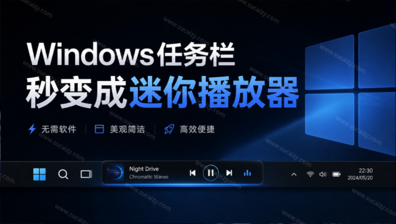 AF-Media-Bar｜Windows任务栏秒变成迷你播放器！让你的任务栏更有意思，Github开源小工具，免费使用