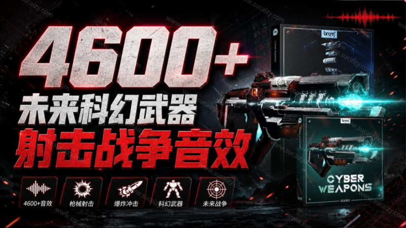 顶级音效合集！4600+种未来科幻武器开枪射击战斗音效素材合集，全部中文汉化 Boom Library – Cyber W