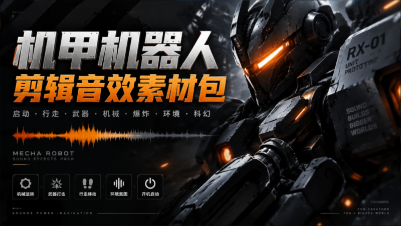 宝藏机甲音效合集！机甲机器人变形能量移动无损音效素材，全部中文汉化处理 Boom Library Mechs & Robots Designed